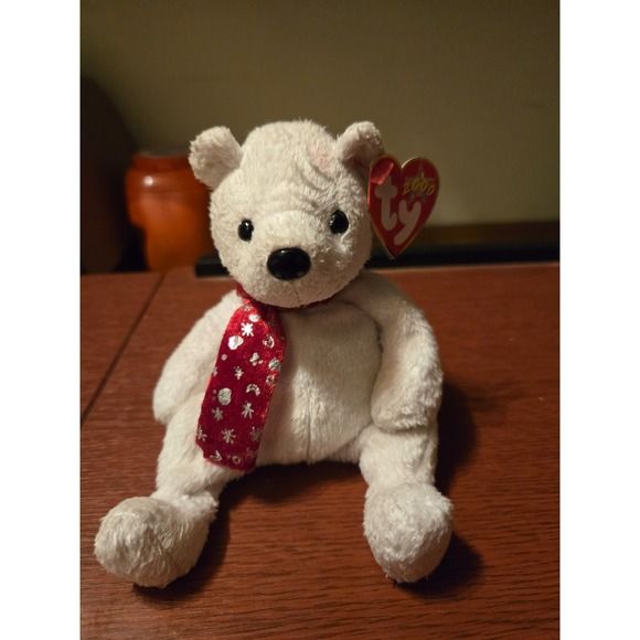 Ty Other - Ty Beanie Baby 1999 Holiday Teddy White Bear Red‎ Snowflake Scarf 2000 Tag 4262